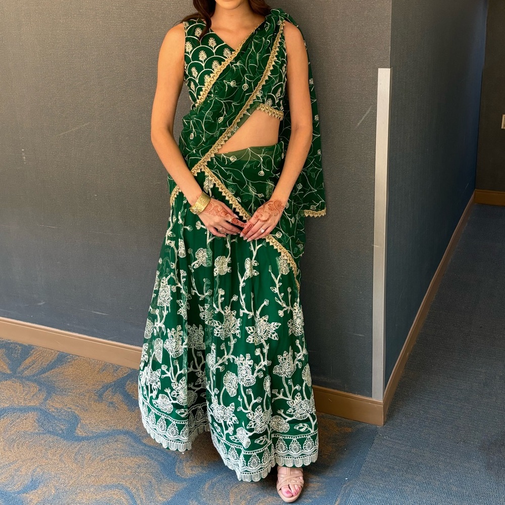 Embroidered Lehenga Green/Gold Indian Outfit